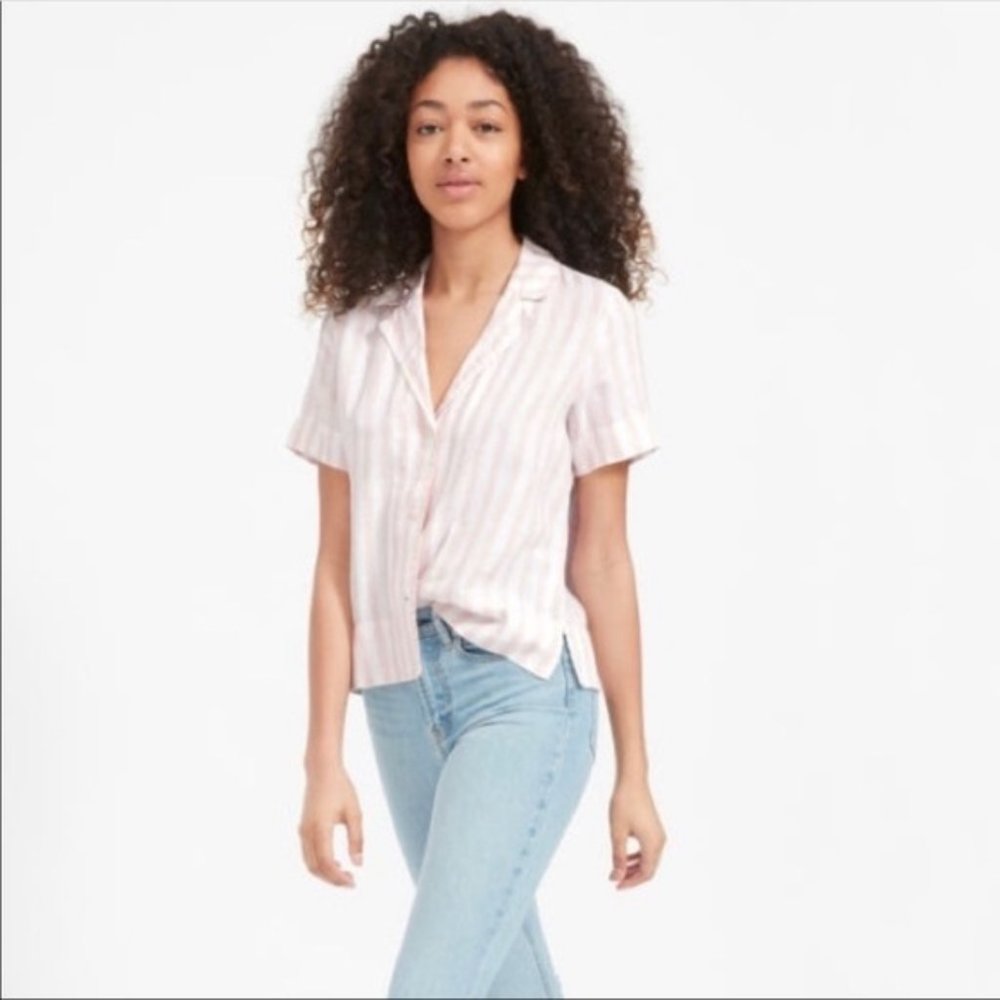 Everlane Linen Striped Button Down T Shirt